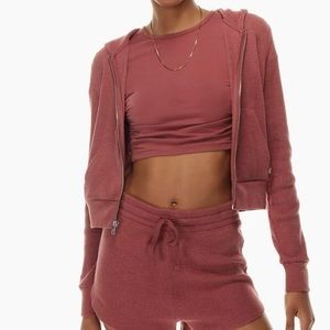 TNA Aritzia Waffle Zip Hoodie